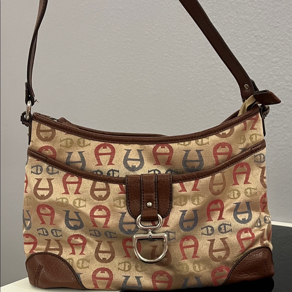 Etienne Aigner Multicolor Monogram Shoulder Bag